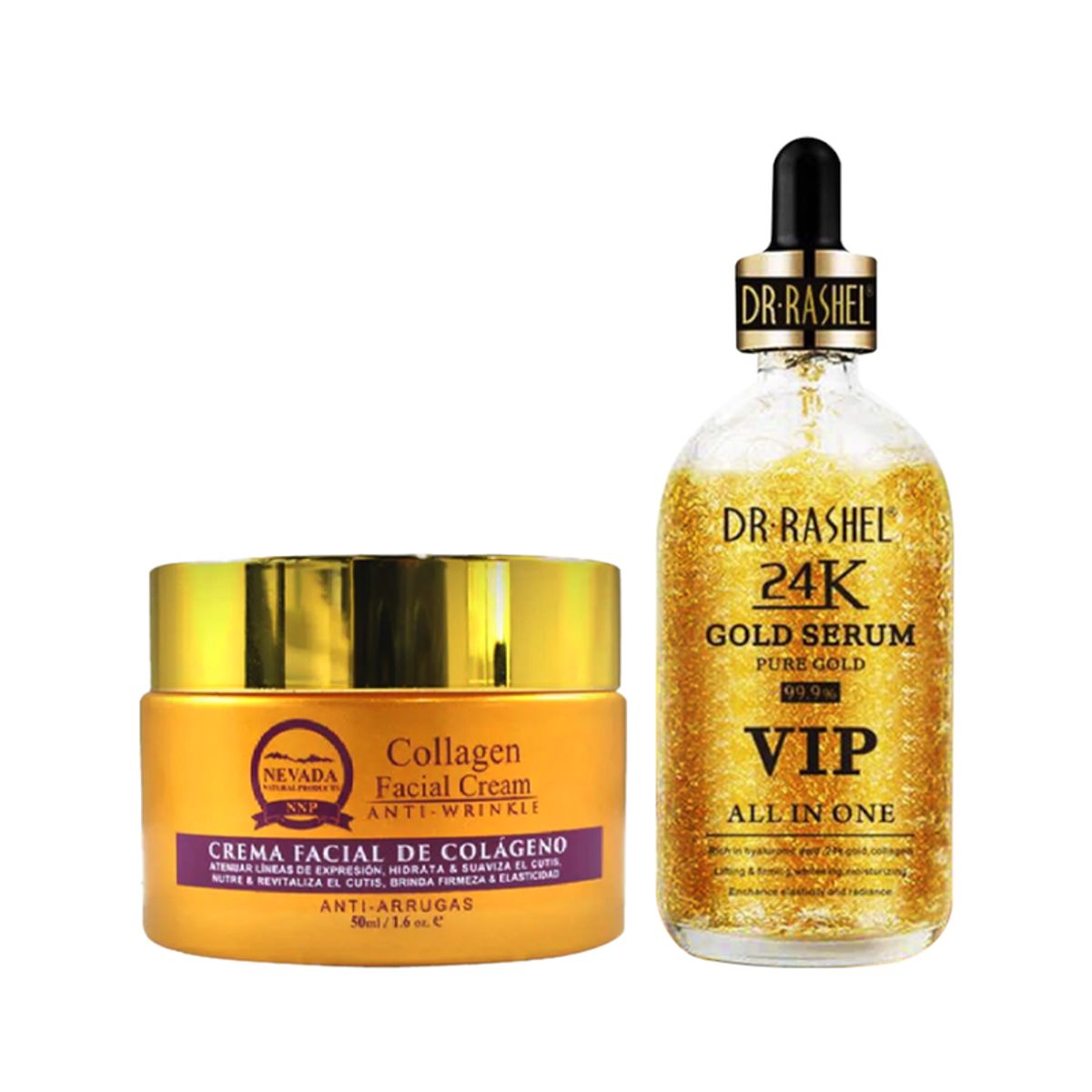 NEVADA NATURAL PRODUCTS - Crema Facial Antiarrugas + Suero Antiarrugas 24k Oro