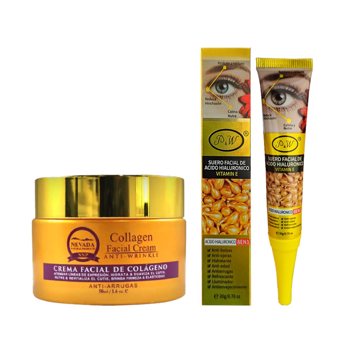 NEVADA NATURAL PRODUCTS - Crema Facial Antiarrugas + Suero Facial ÁH con Vitamina E
