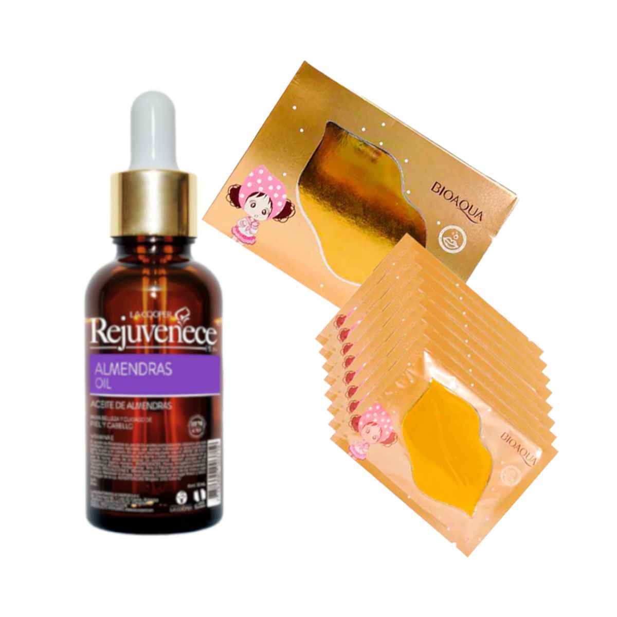 GENERICO - Aceite Facial Vitamina E + Mascarilla labial Colágeno Dorada