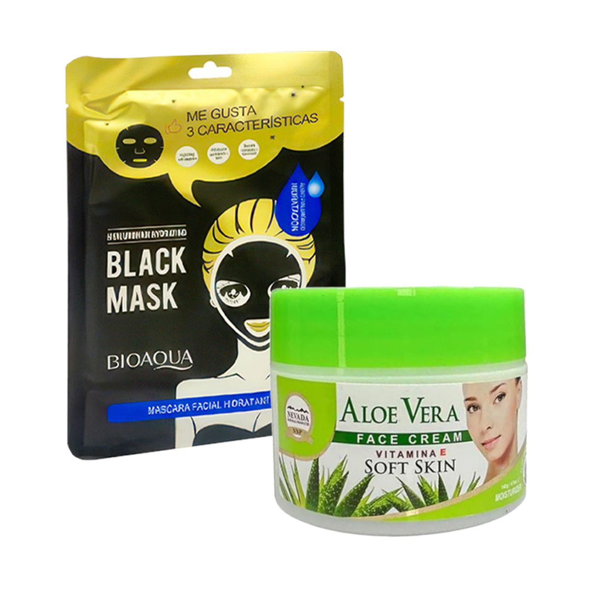 NEVADA NATURAL PRODUCTS - Crema Facial de aloe vera + Mascarilla Negra Hyaluronan