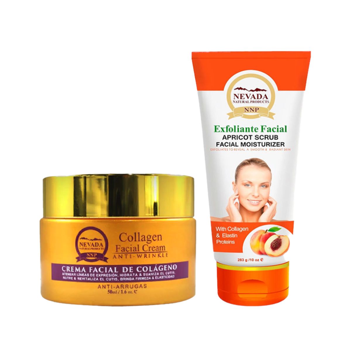 NEVADA NATURAL PRODUCTS - Crema Facial Antiarrugas + Exfoliante Facial de Albaricoque