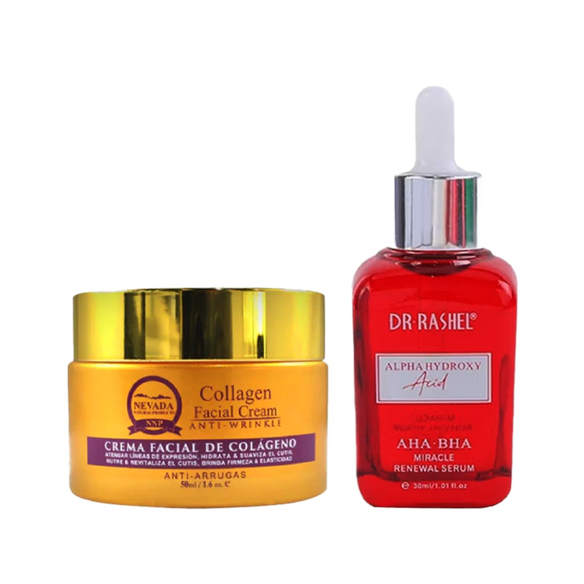 NEVADA NATURAL PRODUCTS - Crema Facial Antiarrugas + Serum Alpha Hydroxy AHA-BHA