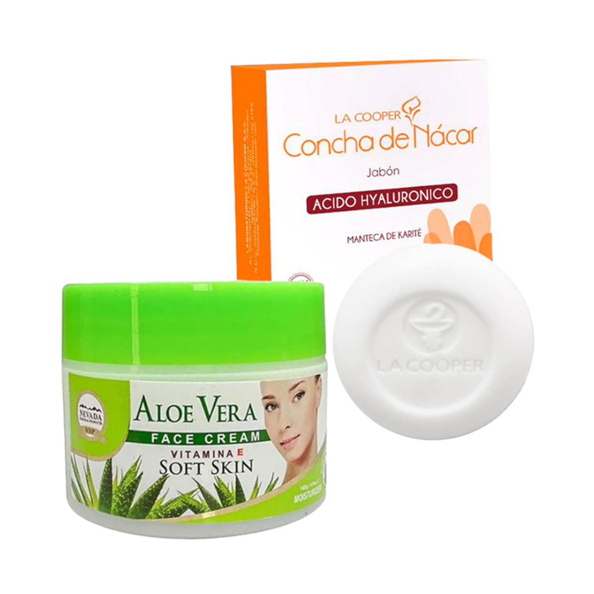 NEVADA NATURAL PRODUCTS - Crema Facial de aloe vera + Jabón Concha de Nacar & AH