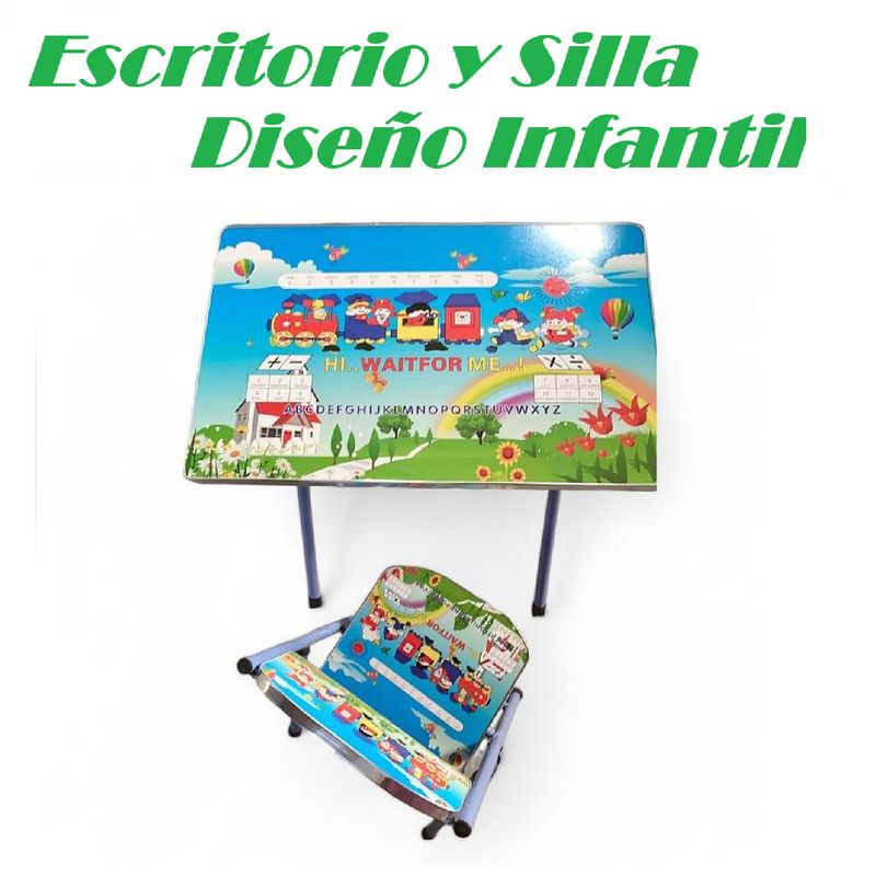 GENERICO - Escritorio y silla Para Niño Trencito -Azul