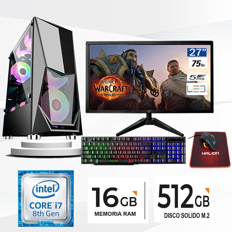 Computadora core i7 8700 ram 16 gb ssd 512 M.2  monitor 27 FHD