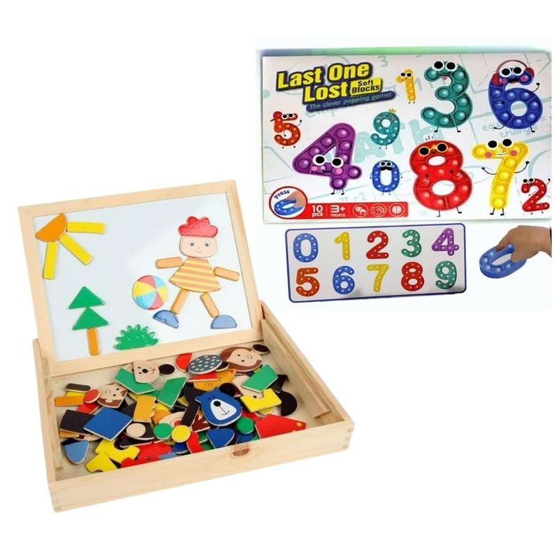 GENERICO - Pizarra Magnética 2en1 Personajes+Pop It Números Antiestres