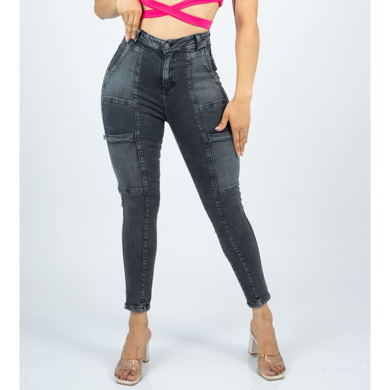 BENCUS JEANS - Jean Skinny Cargo Mujer Tiro Alto Algodon