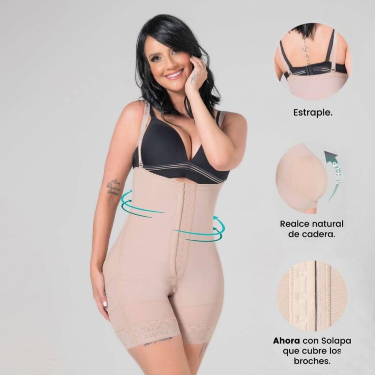 FAJITEX - Faja Short Media Pierna Fajitex con Broche Central - Beige - M