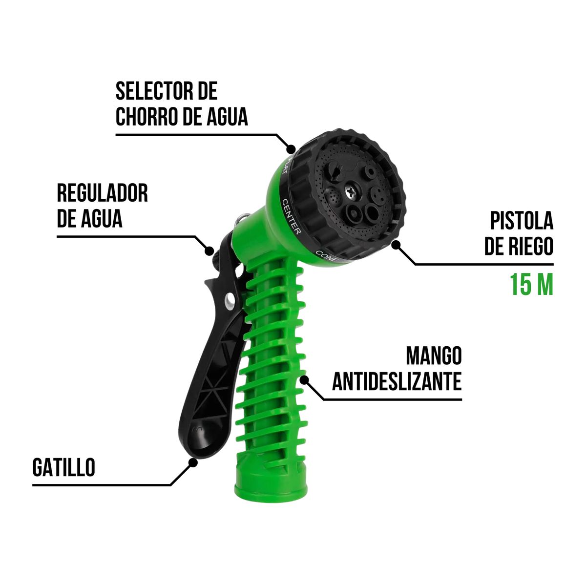 C&A - Manguera expandible 15m con pistola para riego C&A