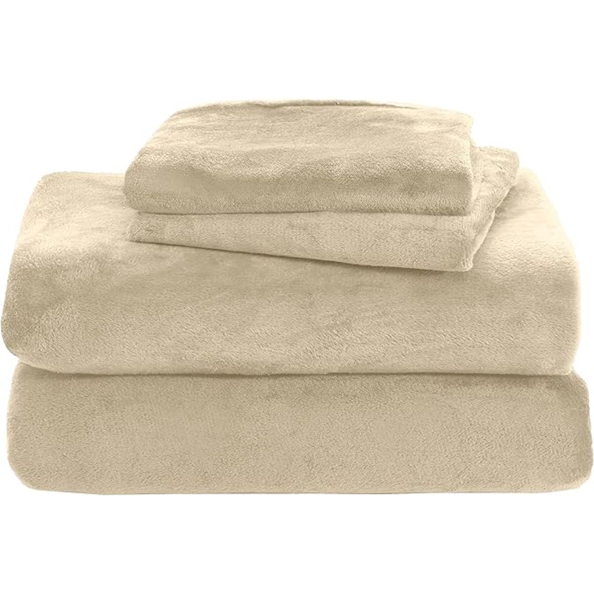 GENERICO - Juego de sábanas en felpa suave de 3 piezas plaza y media  beige