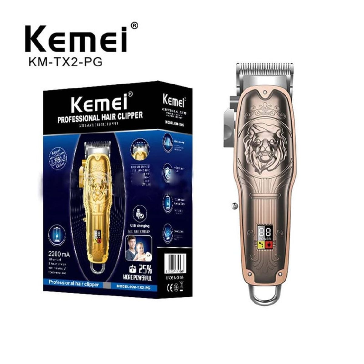 KEMEI - Máquina De Afeitar Para Barbero KEMEI Eléctrica TX2 + PG