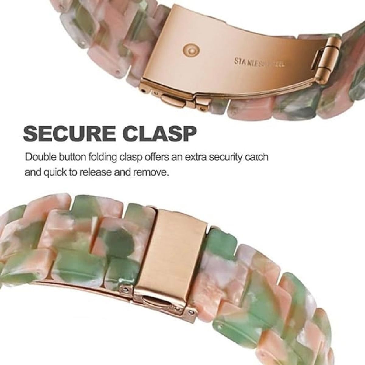 GENERICO - CORREA ESLABONES DISEÑO FLORES PARA SMARTWATCH DE 38-40-41MM VERDE