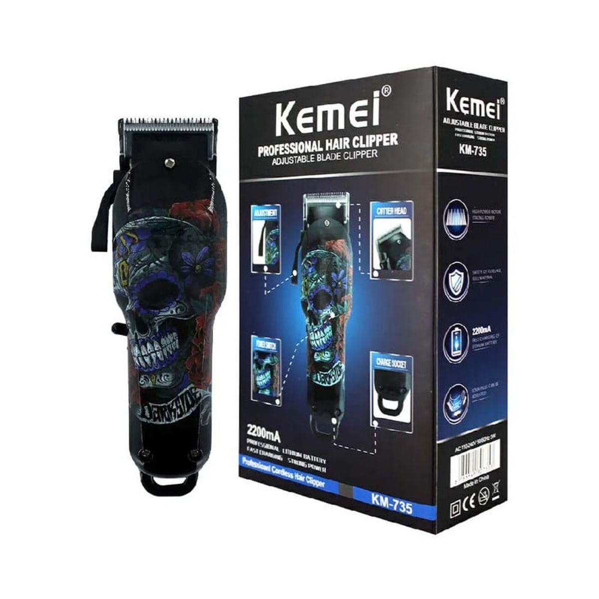 KEMEI - Máquina De Afeitar Para Barbero Profesional Inalámbrica KM-735