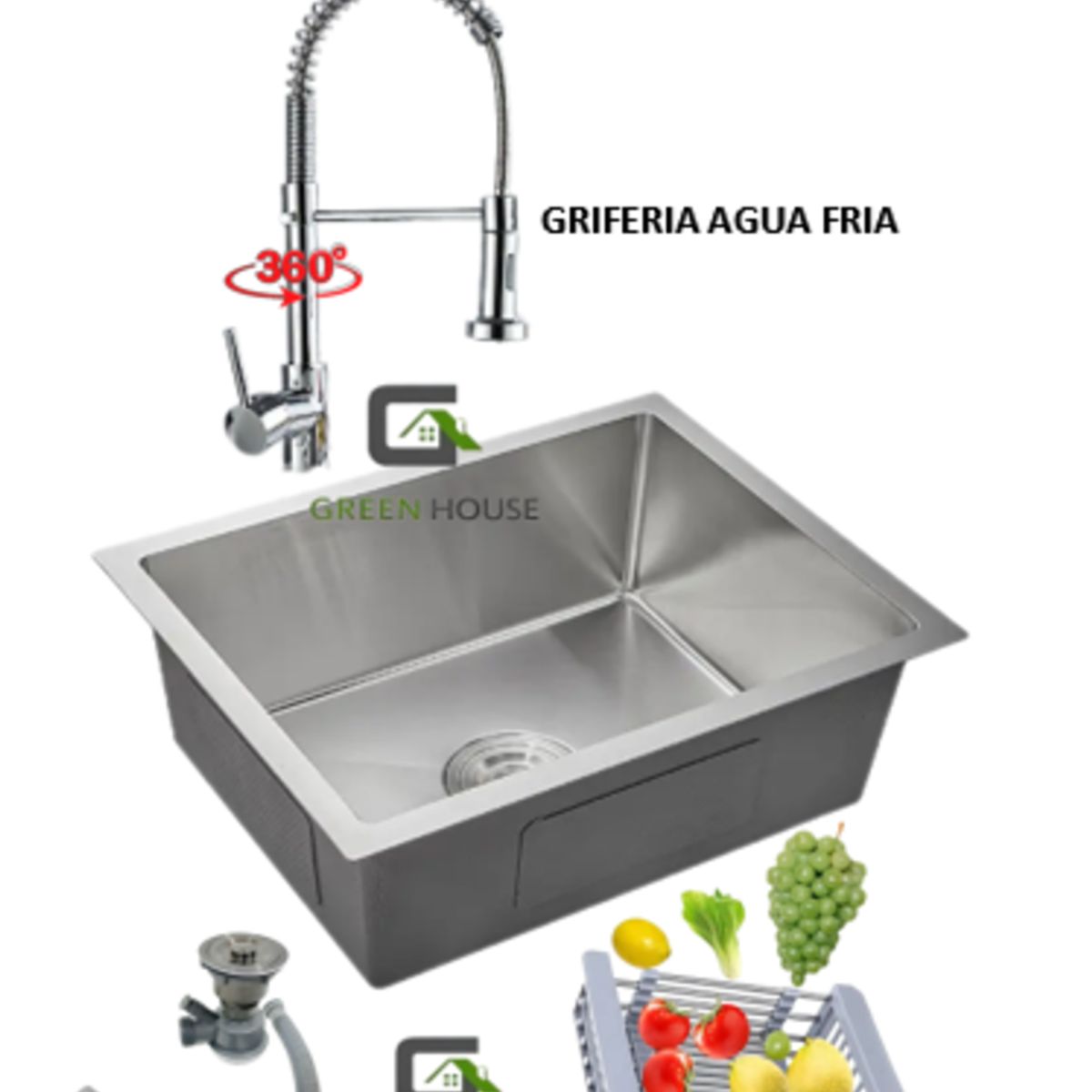 GENERICO - COMBO DE LAVADERO CDO 60x45x23cm  + GRIFERIA  AGUA FRIA