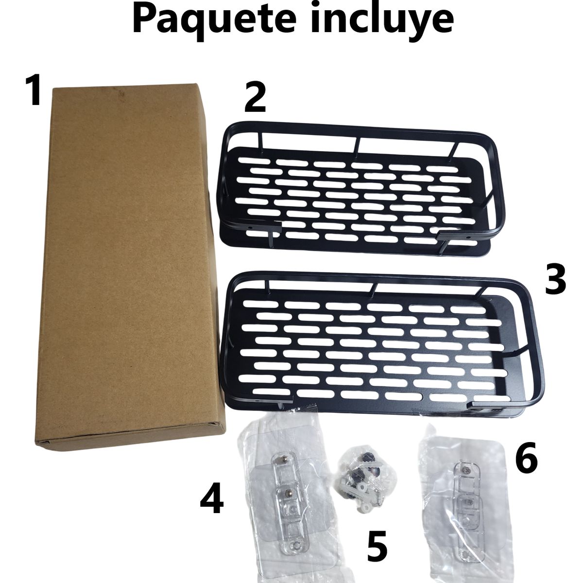 GENERICO - Kit x2 Repisas Rectangular De Aluminio Para Baño - Negro