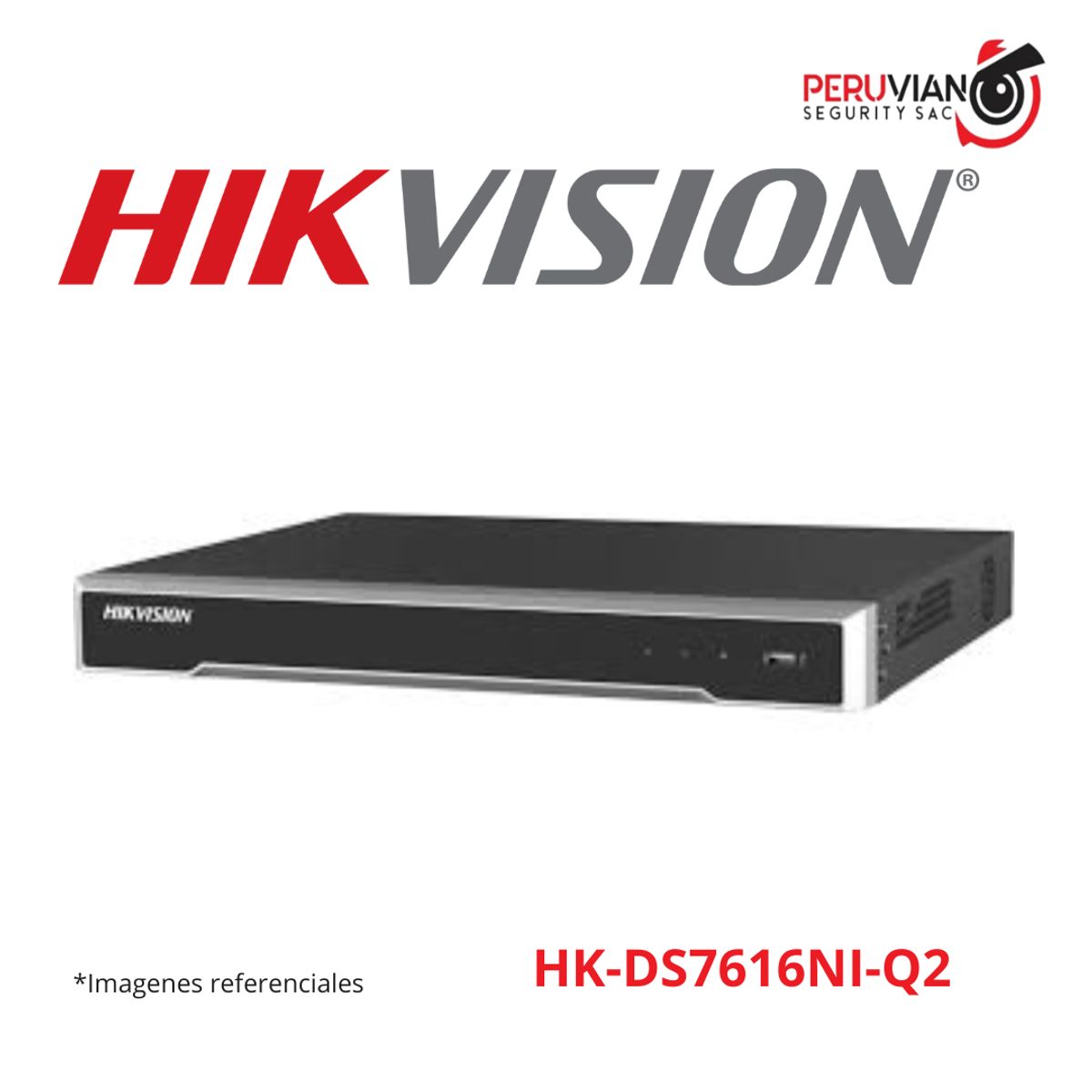 HIKVISION - NVR 16CH Hasta 8Mp Soporta 2HDD6TB HK-DS7616NI-Q2