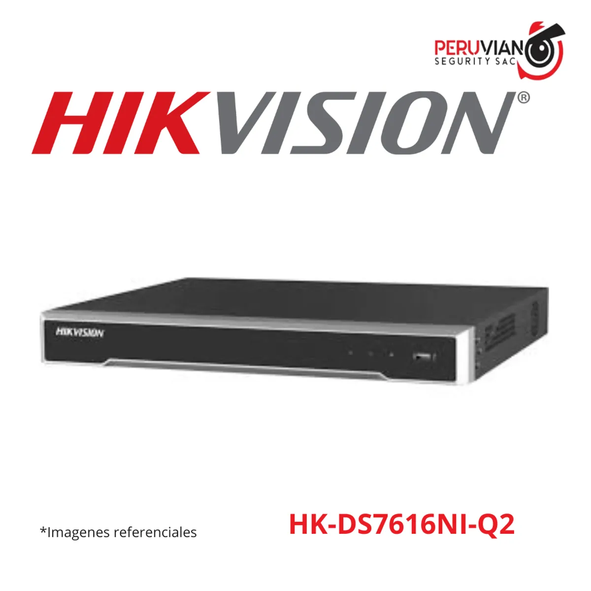 HIKVISION - NVR 16CH Hasta 8Mp Soporta 2HDD6TB HK-DS7616NI-Q2
