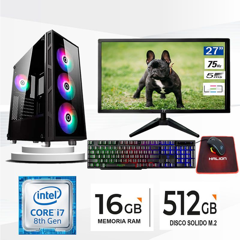 Computadora core i7 8700 ram 16 gb ssd 512 M.2  monitor 27 FHD