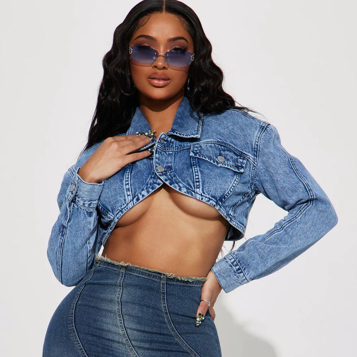 BENCUS JEANS - Casaca Corta Crop Jeans Cottons