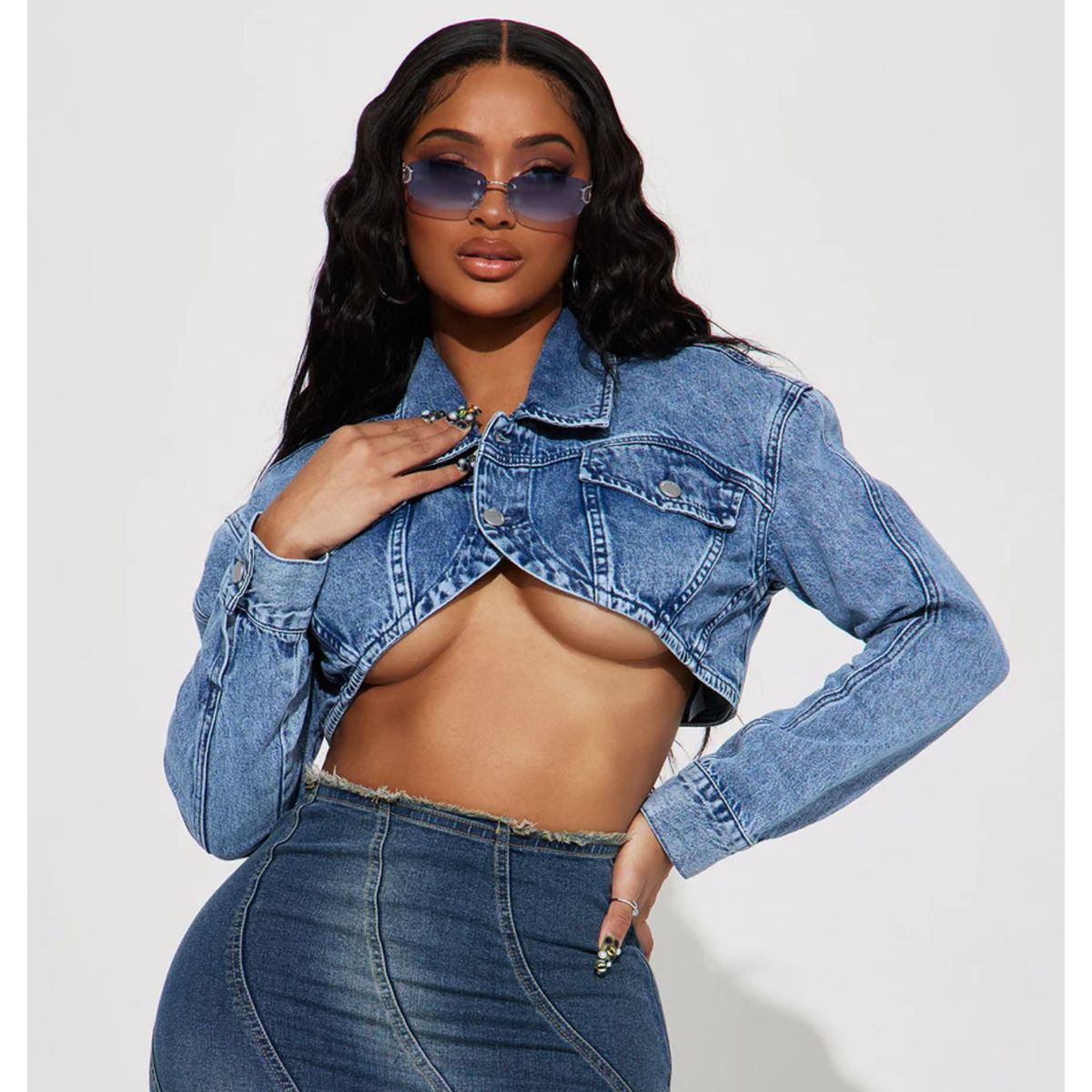 BENCUS JEANS - Casaca Corta Crop Jeans Cottons