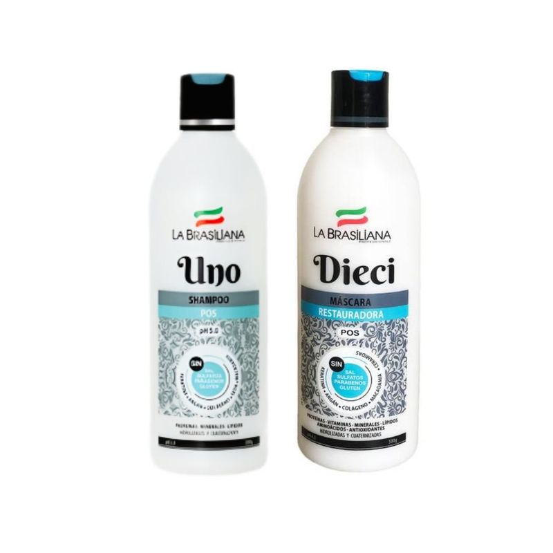 LA BRASILIANA - Shampoo UNO Sin Sal + Máscara Cap  Dieci Restauradora La Brasiliana