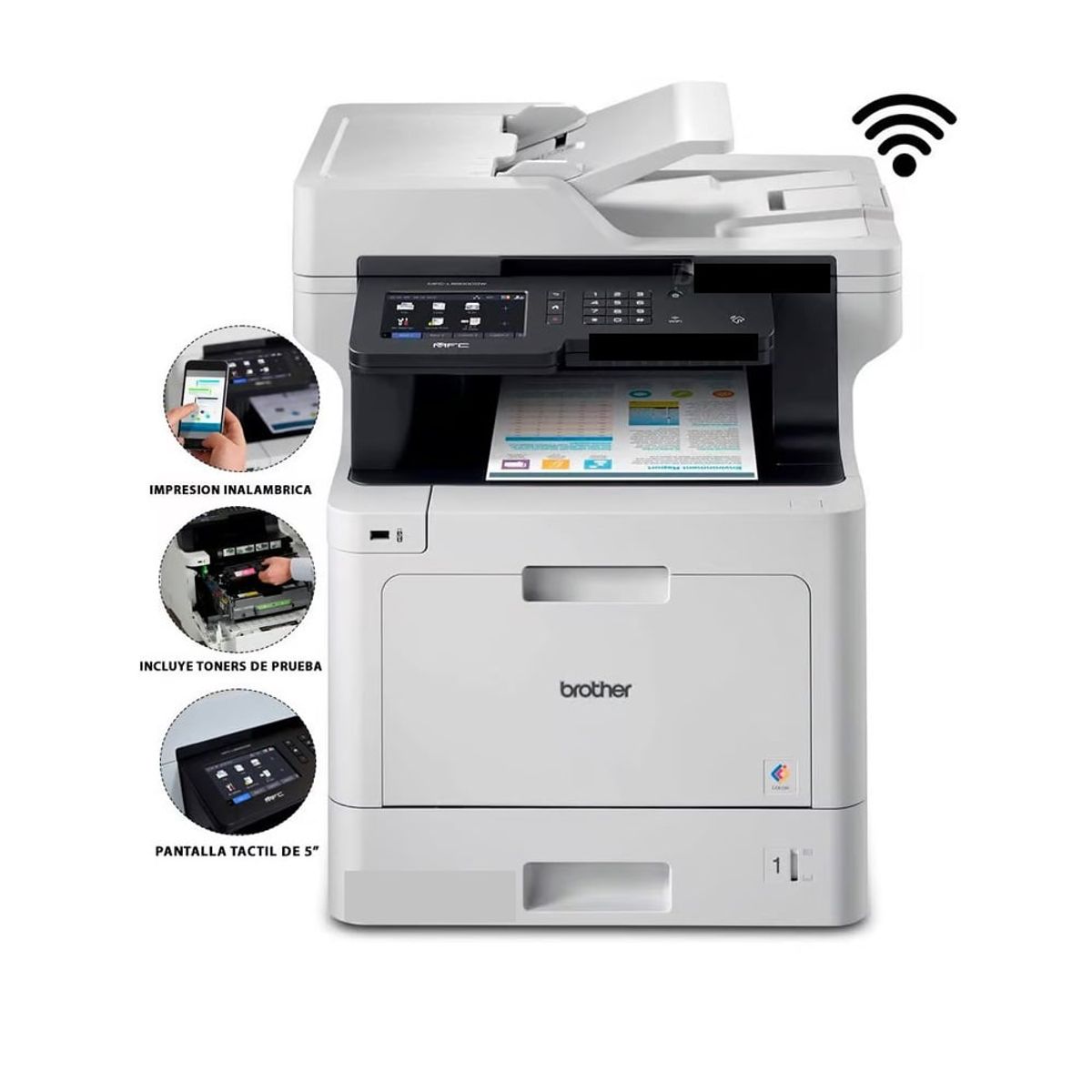 BROTHER - Impresora Láser Brother Multifuncional MFC-L8900CDW Wifi-Usb-Ethernet-Color