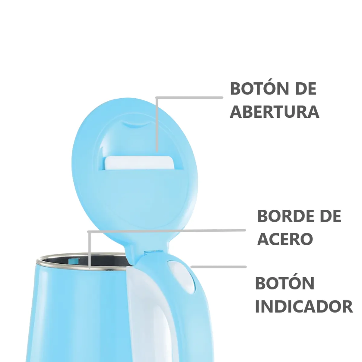 GENERICO - Hervidor EléctricoJarra De Agua 2.3 Litros Acero Inoxidable - CELESTE