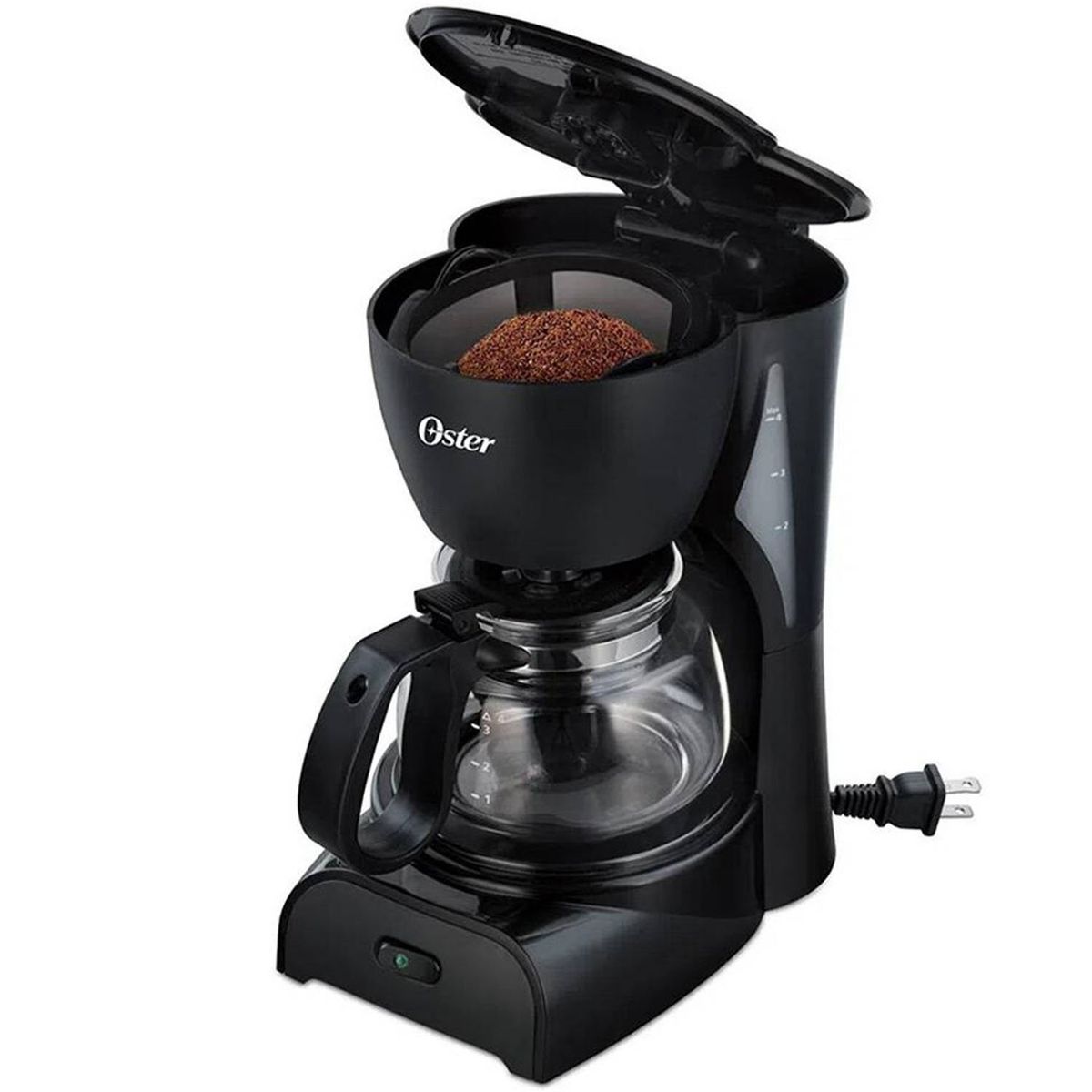 OSTER - Cafetera para 4 Tazas Jarra de Vidrio Negro