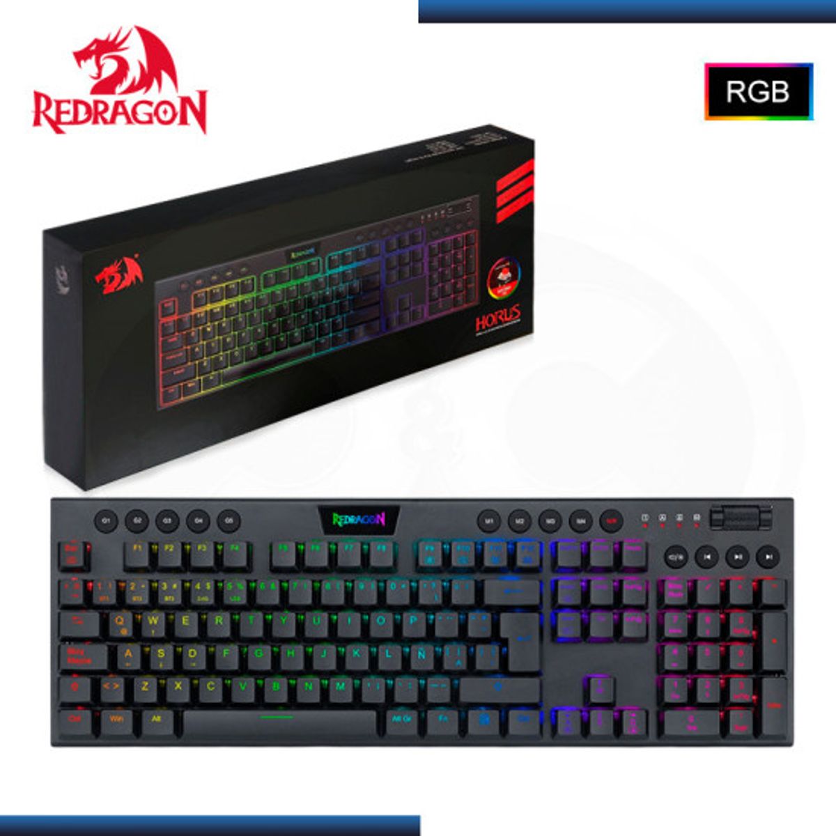 REDRAGON - Teclado Redragon HORUS FS Wireless Spanish K618-RGB-SP RED SWITCH