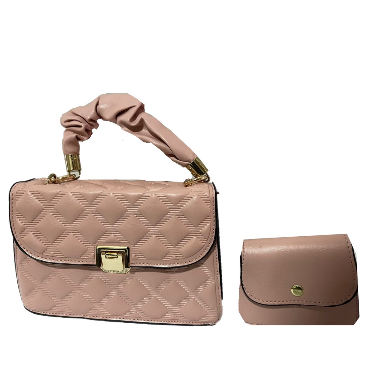 GENERICO - Set Cartera Bolso Billetera 2 en 1 Elegante con Asa Plisada