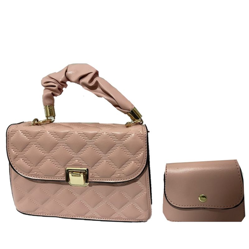 GENERICO - Set Cartera Bolso Billetera 2 en 1 Elegante con Asa Plisada