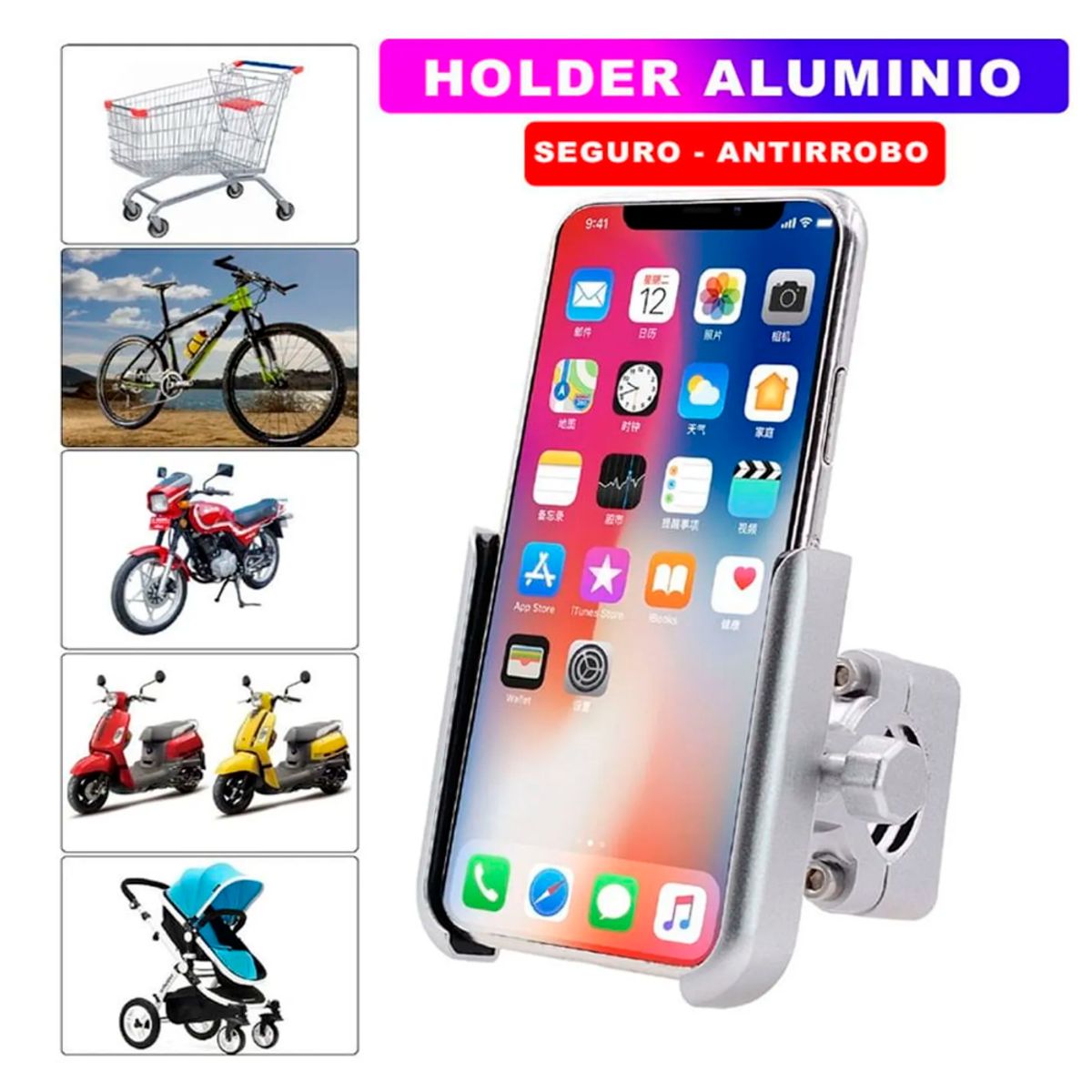 GENERICO - Holder Soporte De Metal Aluminio Para Moto o Bicicleta