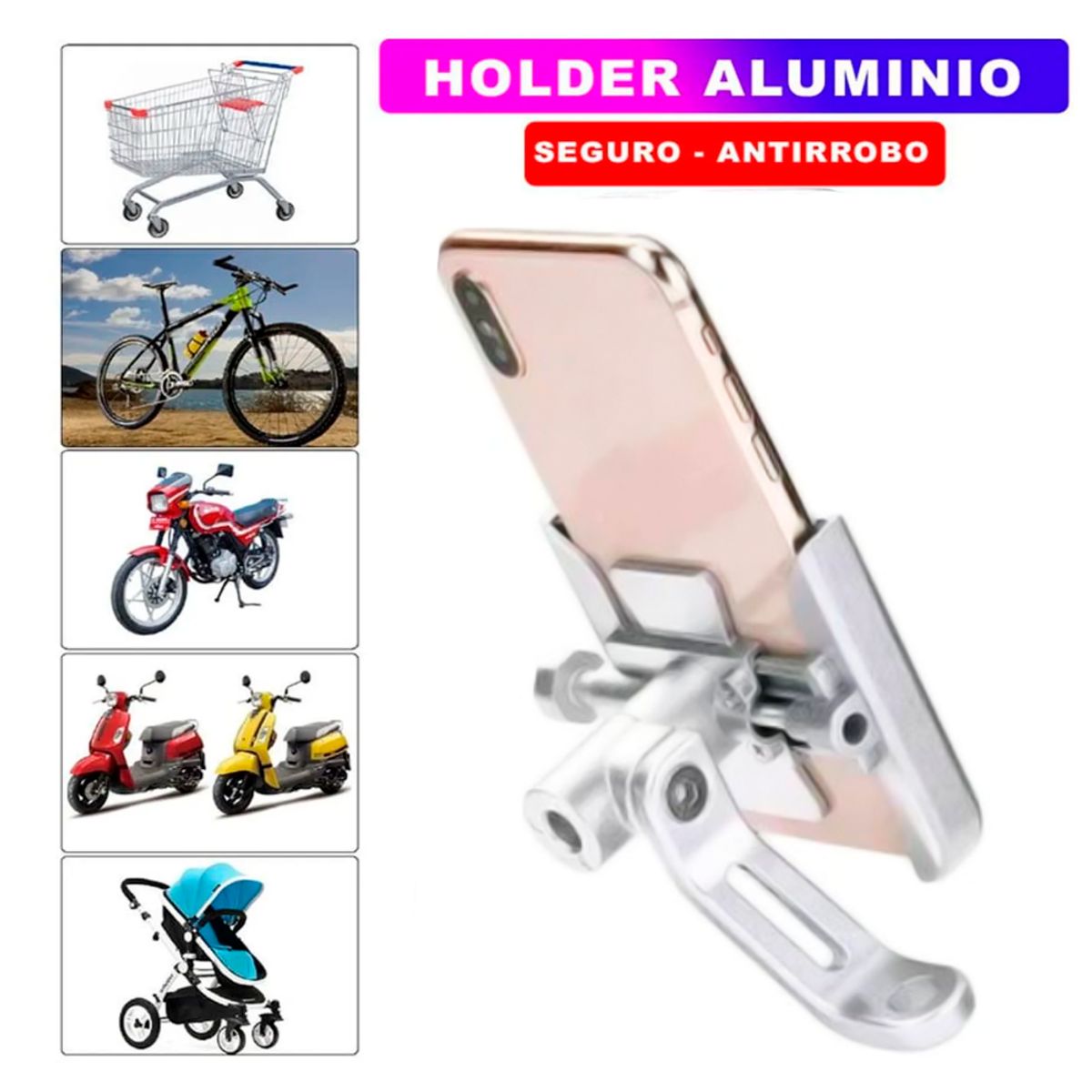 GENERICO - Holder Soporte De Metal Aluminio Para Moto Bicicleta Para GPS