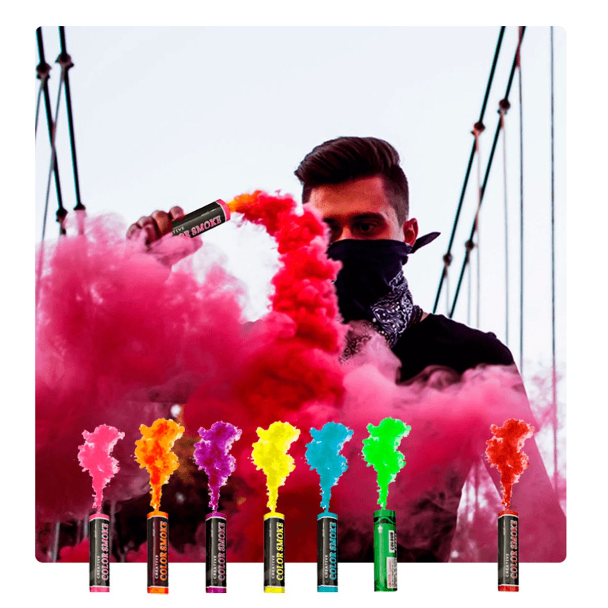 GENERICO - Humo color // Para Festivales // PACK de 3 Uds de 12 cm