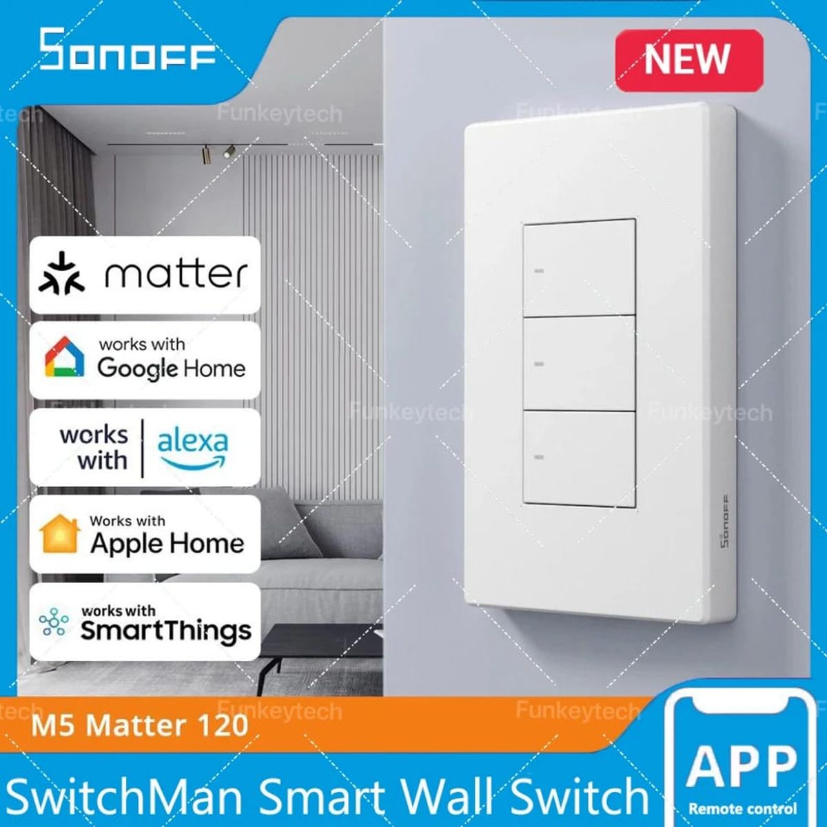 SONOFF - SONOFF INTERRUPTOR INTELIGENTE - SWITCHMAN M5 MATTER - 3 ENTRADAS