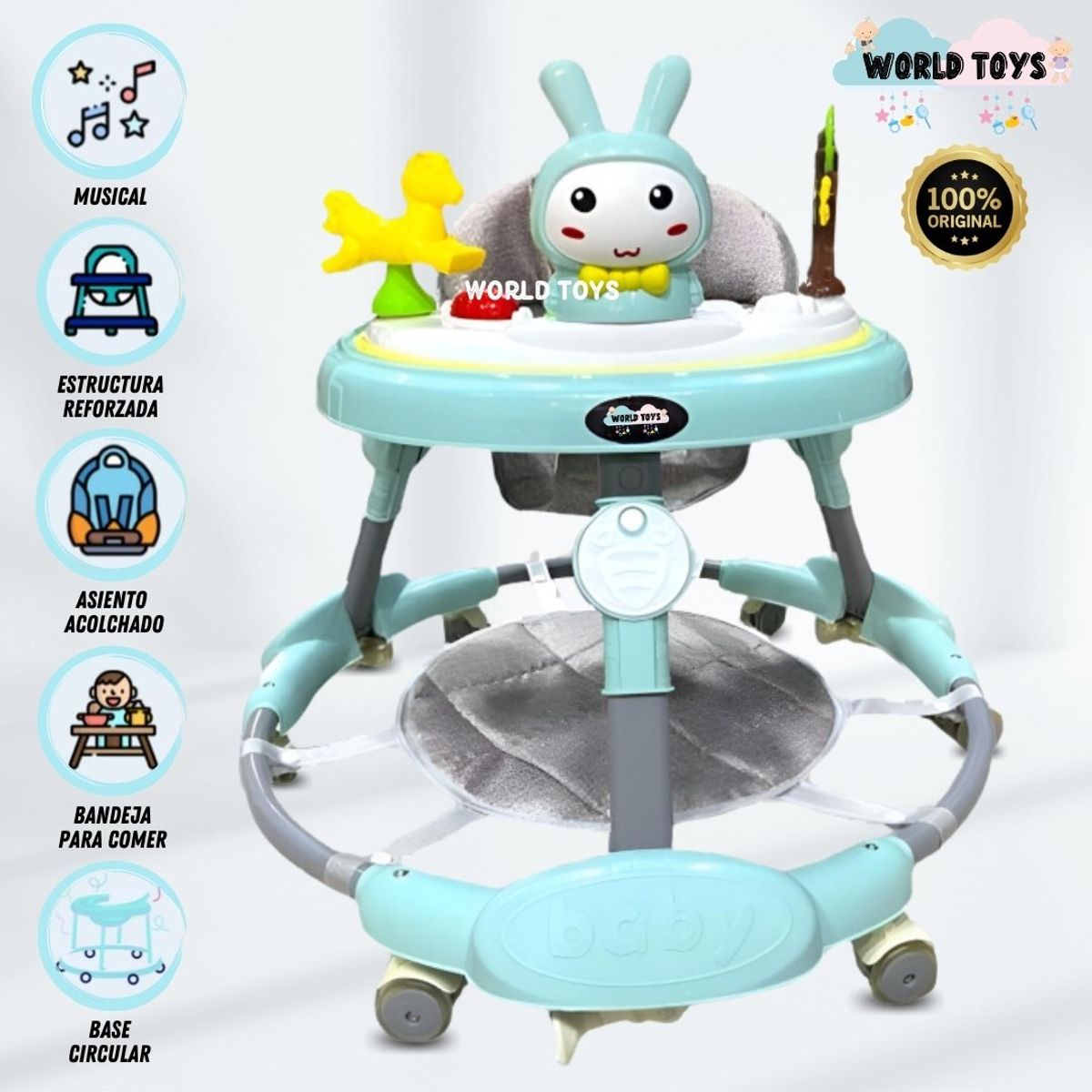 BABY - Andador Plegable «BUNNY KAWAII» Edición Limitada Turquesa