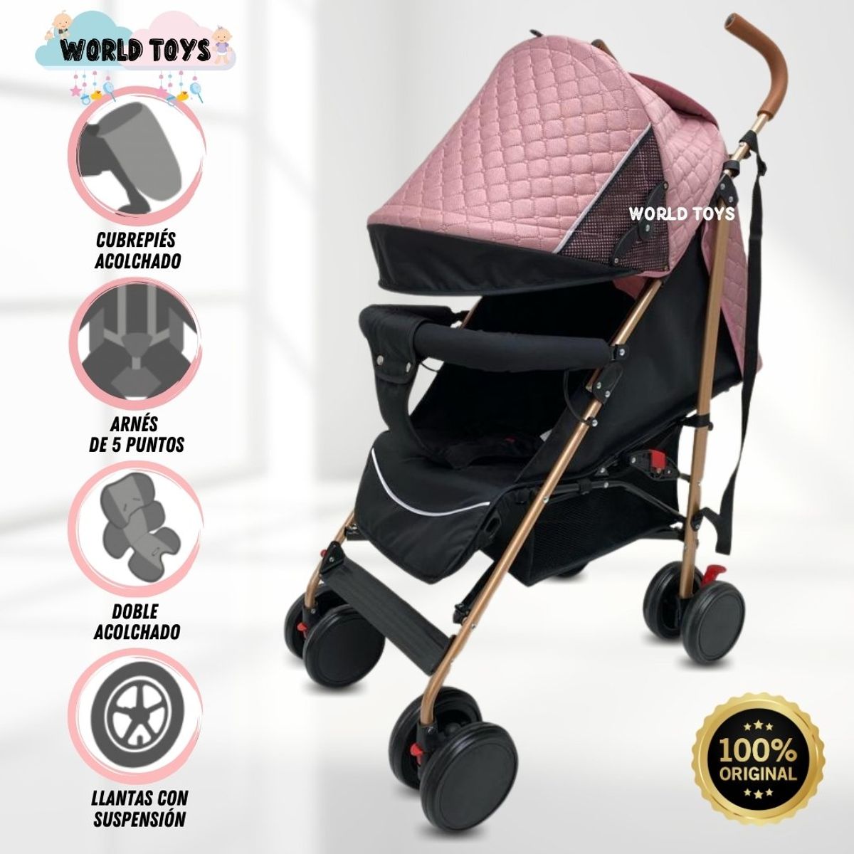 GENERICO - Coche Bastón «OLIVE GOLD» Edición Limitada Pink