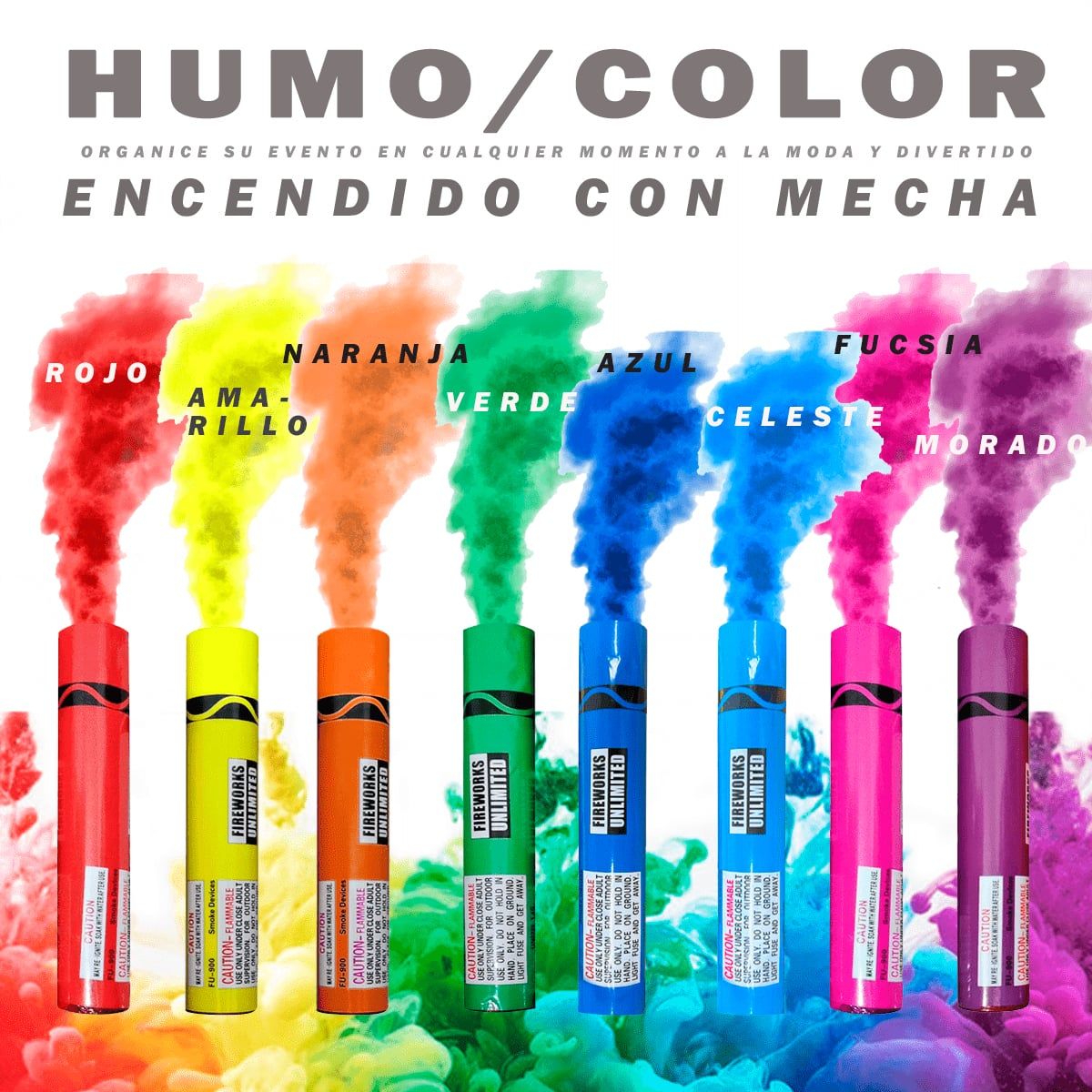 GENERICO - Humo De Color 12 Cm(Encendido C/ Mecha) set x 2