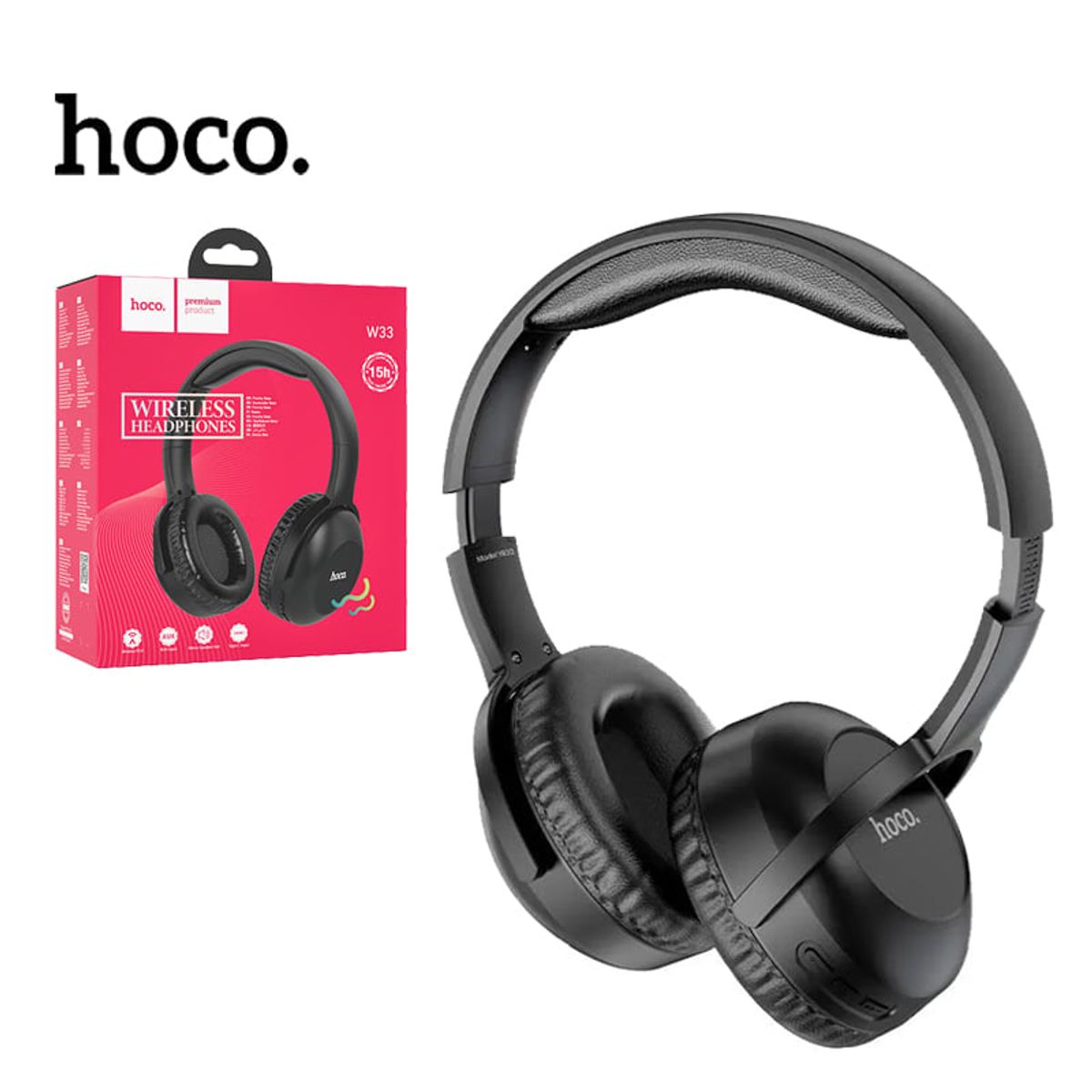 HOCO - Audífono Inalámbrico Hoco W33 bluetooth con Micro Color - Negro