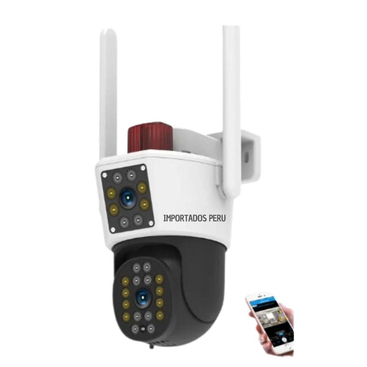 IMPORTADO MC - Camara De Vigilancia Doble Lente Con Sirena