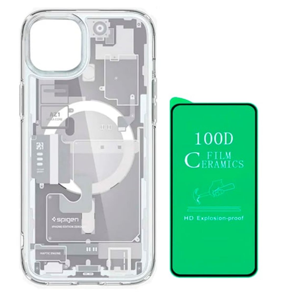 GENERICO - Funda SPIGEN Zero para iPhone 15 Plus Blanco + Mica Cerámica Clear