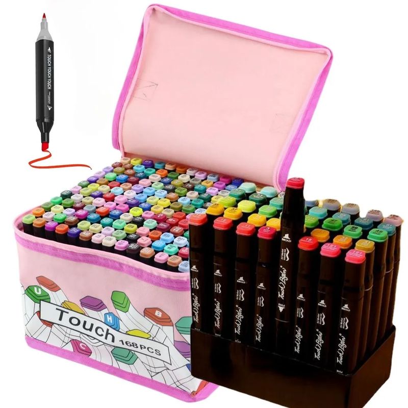 XCLUSIVE - PLUMONES DOBLE PUNTA 168 TOUCH COLOR ROSADO