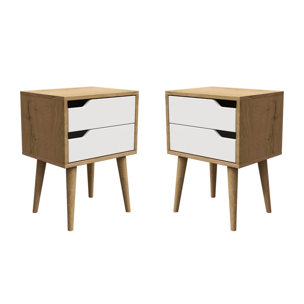 MUEBLES MACRUMO - Velador Vintage moderno 2 Cajones -Tribeca