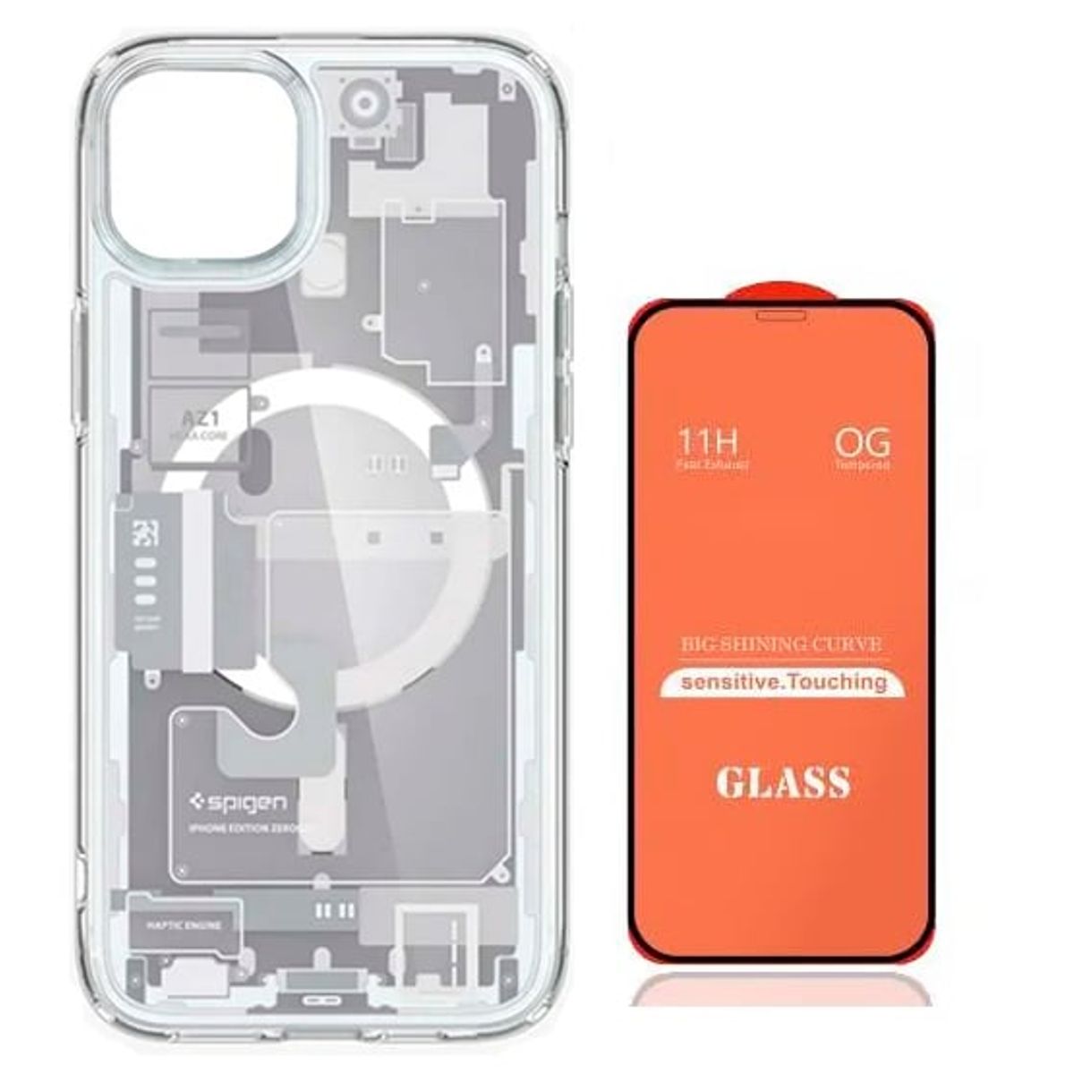 GENERICO - Case Spigen Zero para iPhone 13 Blanco + Vidrio Templado 11D