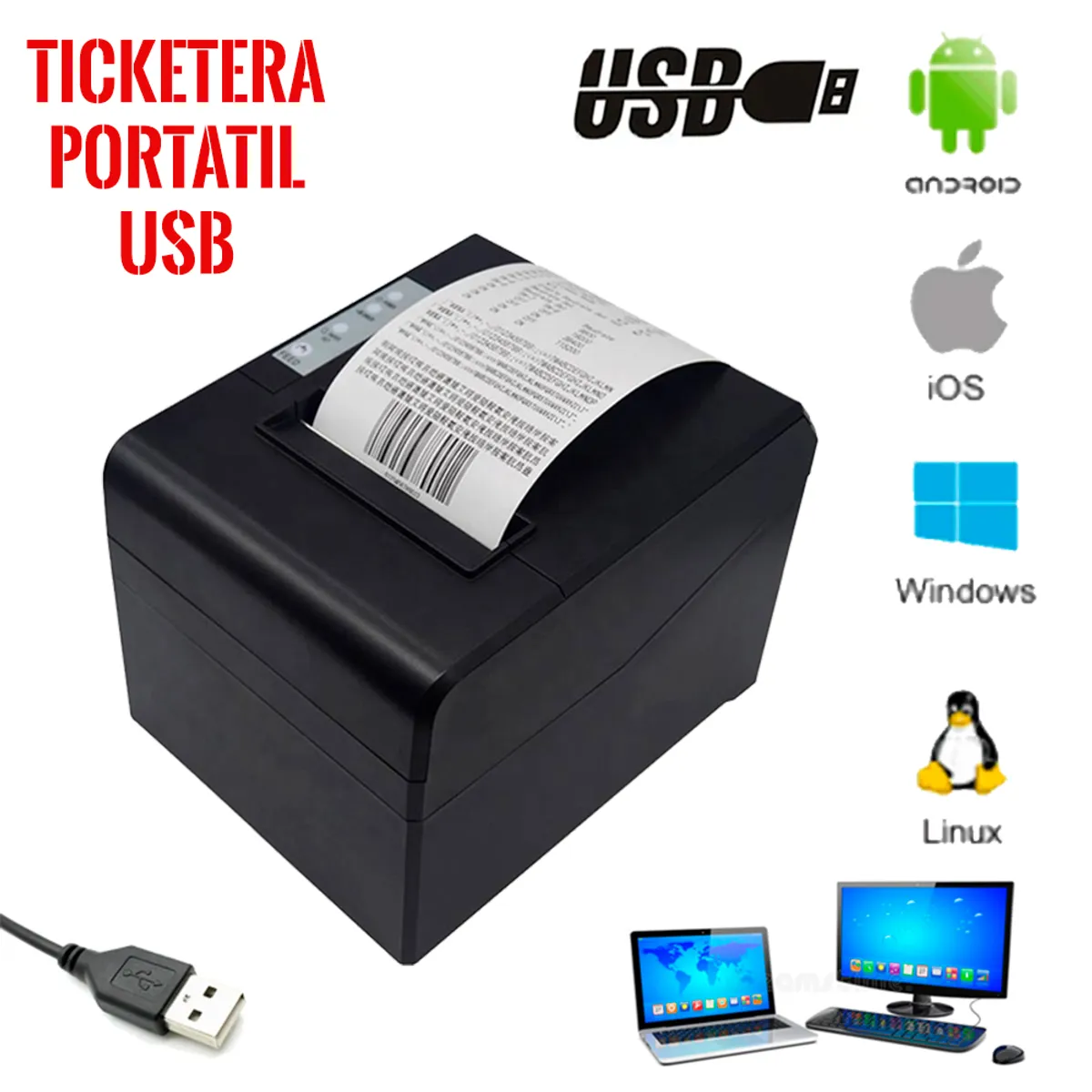 GENERICO - Impresora Ticketera Termica USB LAN 80mm Tickets Facturacion