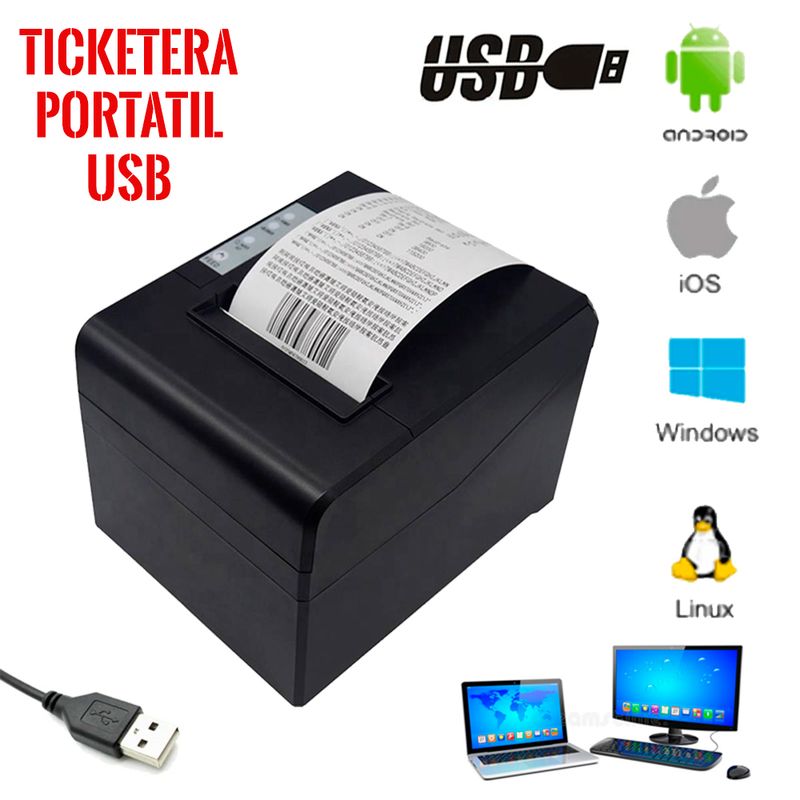GENERICO - Impresora Ticketera Termica USB LAN 80mm Tickets Facturacion