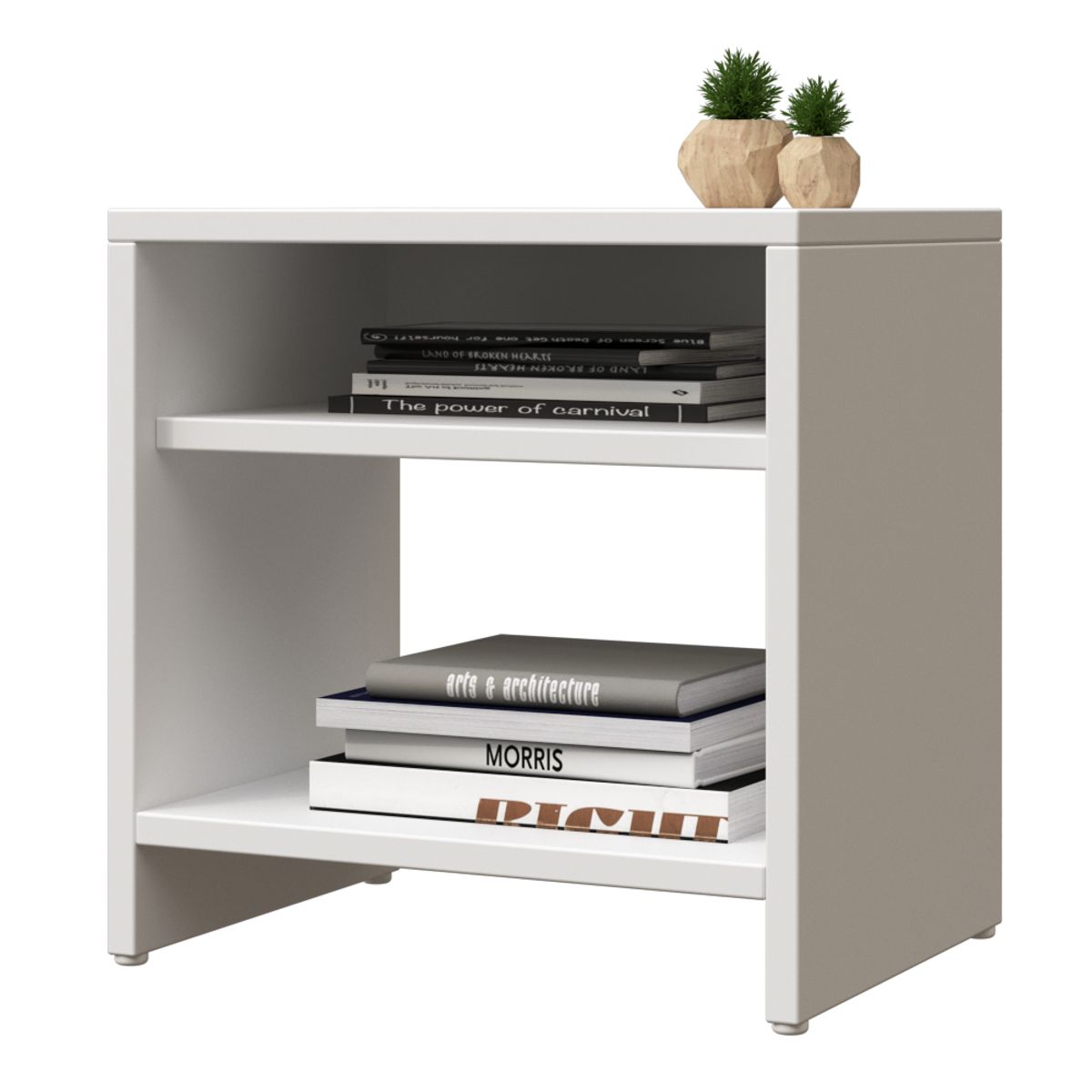 MUEBLES MACRUMO - Veladores moderno multiuso- Color Blanco