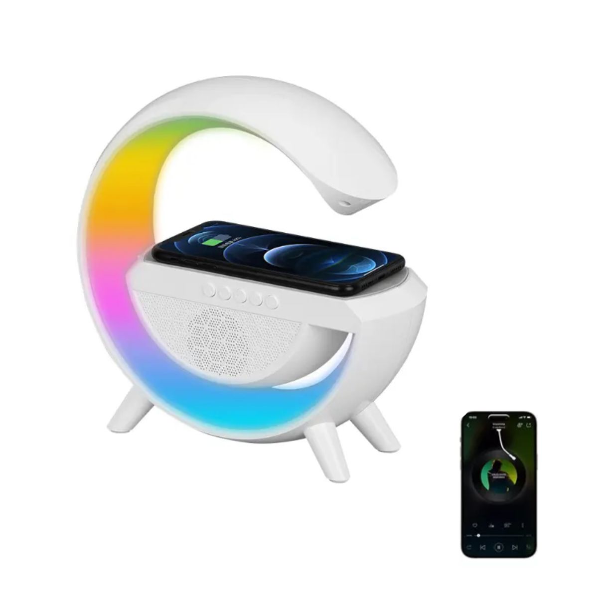 GENERICO - PARLANTE 3 EN 1 CON CARGADOR INALAMBRICO BLUETOOTH Y LUCES LED RGB