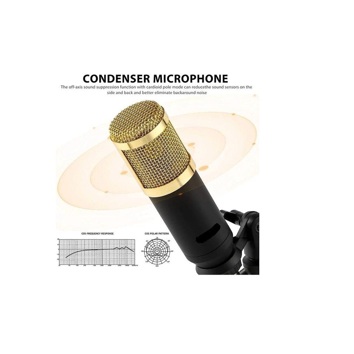 GOLDEN - Micrófono condensador con consola profesional para grabación 646