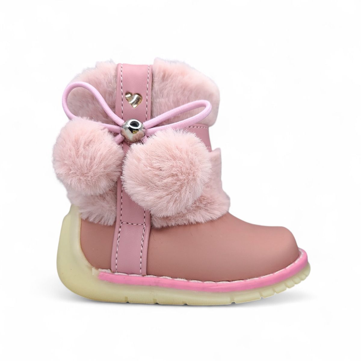GENERICO - Bota peluche pompón Pibe Palo Rosa para Niña Bebé